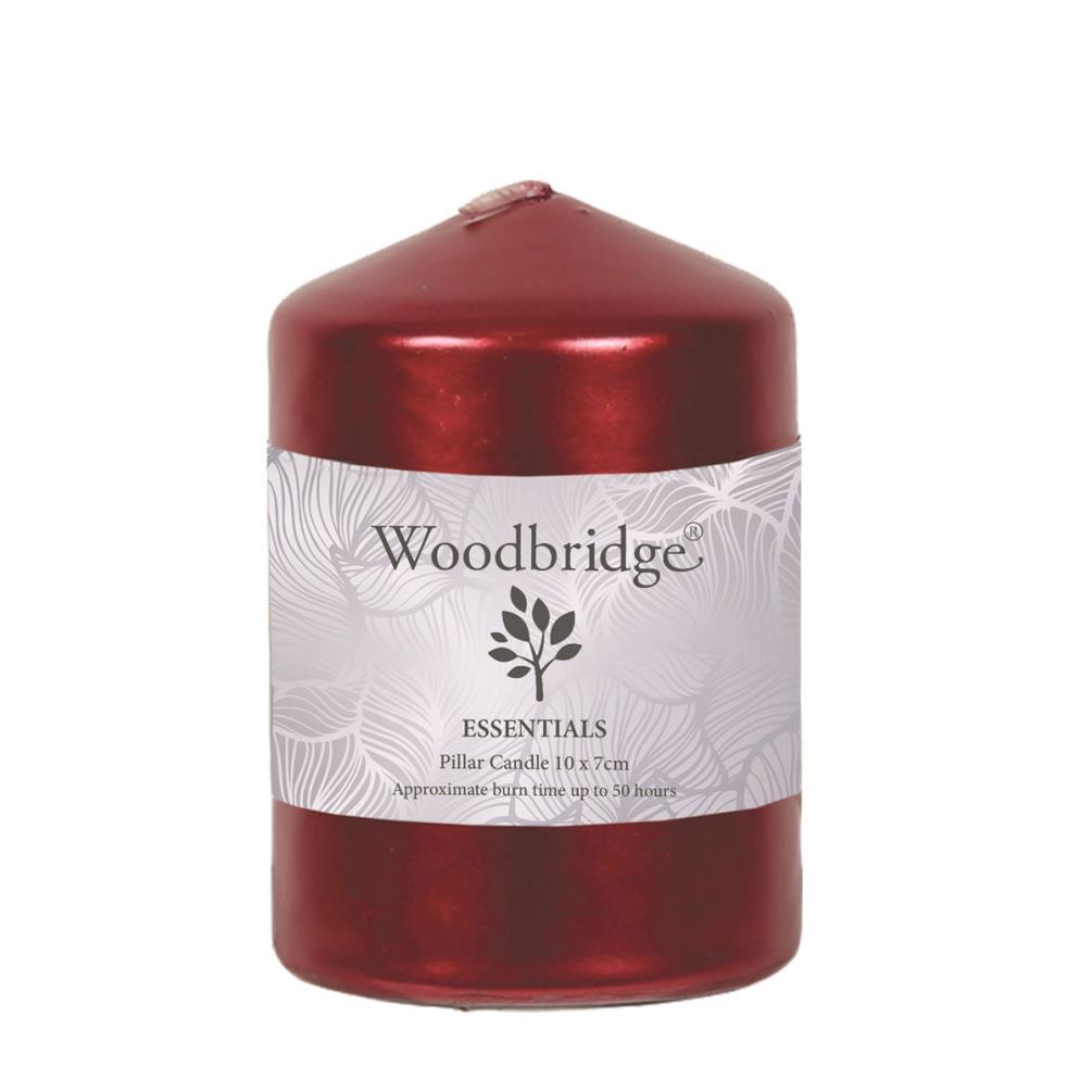 Woodbridge Red Metallic Pillar Candle 10cm x 7cm £3.59